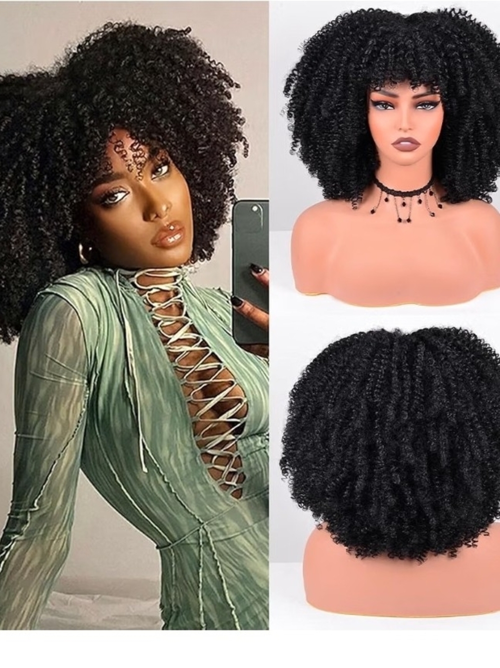 Black Tight Curly Afro Wig - Natural Texture